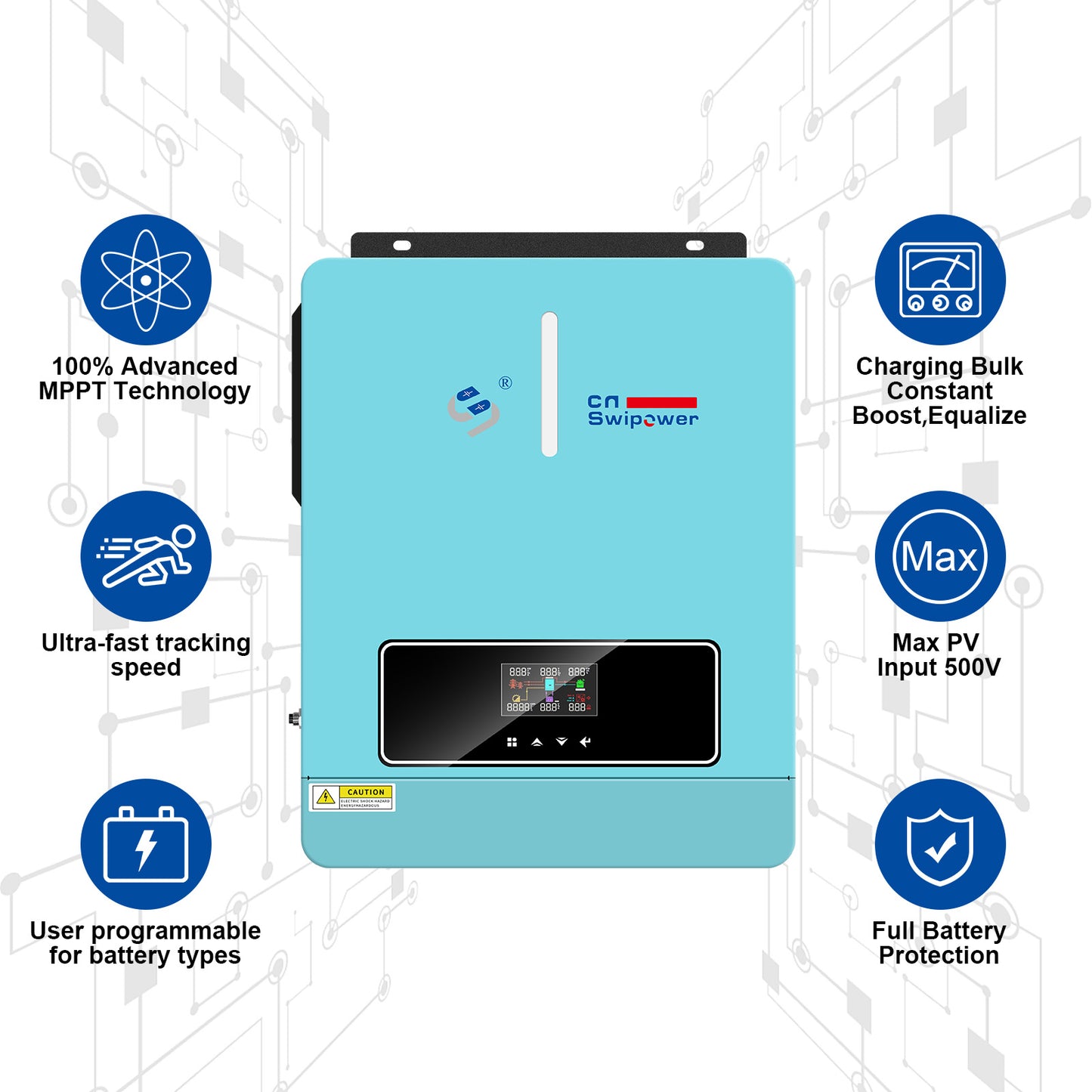 Inversor solar híbrido con MPPT 120A Controlador de carga solar ON/OFF Grid 3600W 24VDC 120VAC