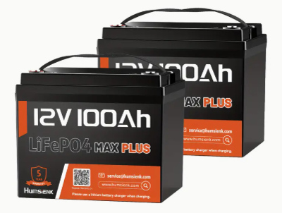 2 x Batería Humsienk LiFePO₄ MAX PLUS 12V 100Ah – Larga Vida, Alta Potencia y Máxima Seguridad